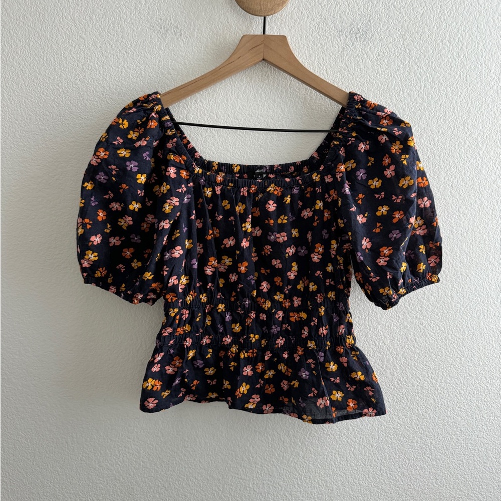 Madewell Smocked Waist Crop Top in Aloha Floral